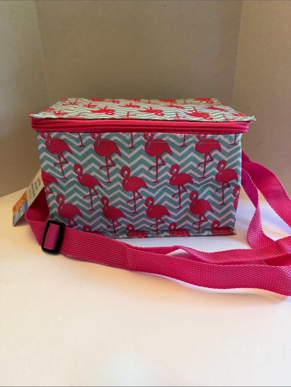 🔥Pink Flamingo Print Insulated Lunch Bag 8.5” x 6” x 6” Deep